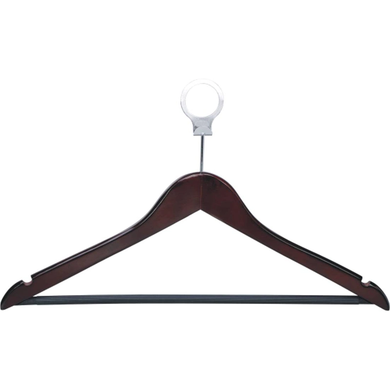 Hotel Guest Room Wooden Female Hanger with Silver Clips