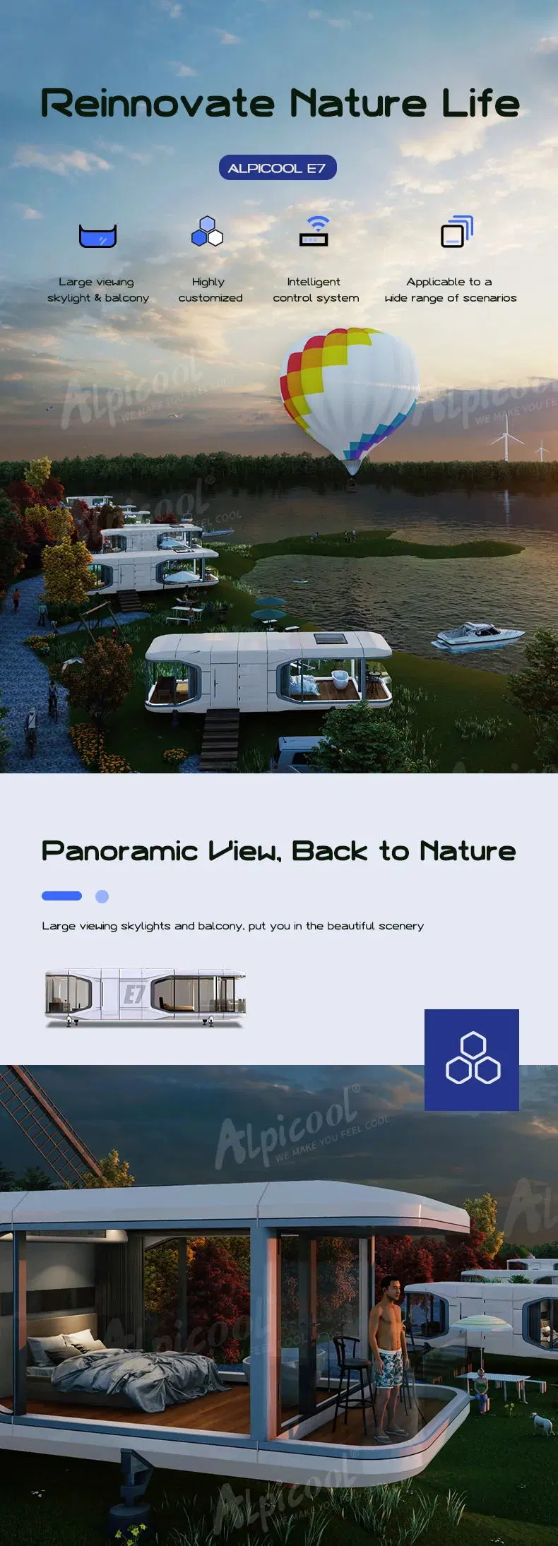 E7 Luxury Electric Modular Mobile Container Home Generators Tourist Attraction Park Hotel