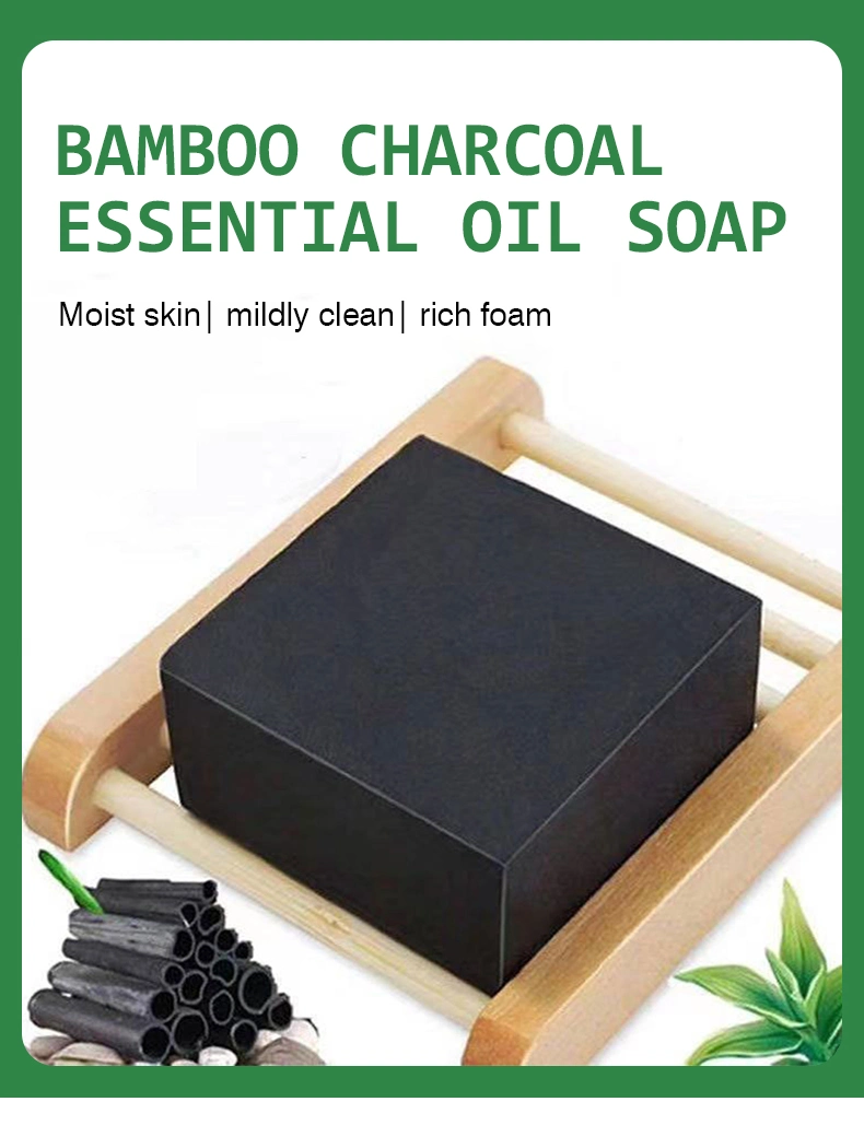 Wholesale Natural Handmade Organic Black Bamboo Charcoal Soap Cleaning Whitening Face and Body Bath Bar Hotel and Home EVA Flower Thailand Soap Beauty Skin
