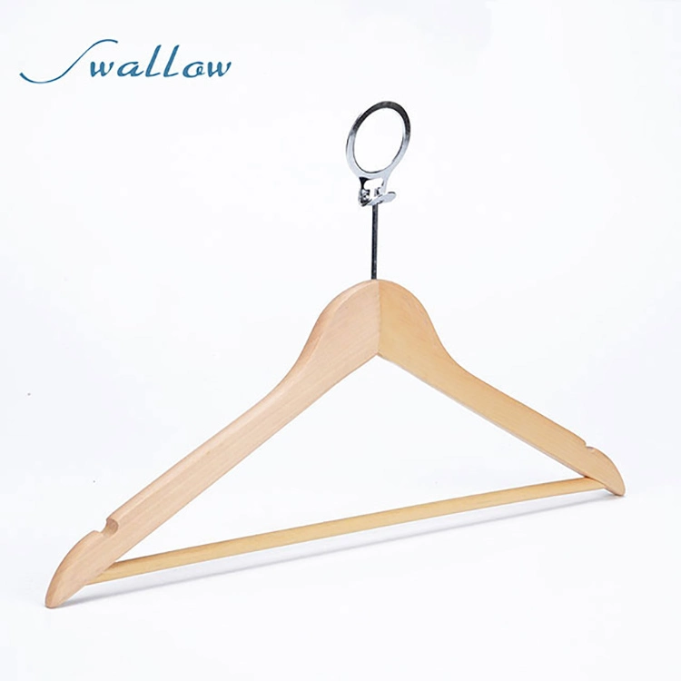 Clothes Store Hotel High Quality Wooden Anti-Theft Hanger with Security Ring - Swallow