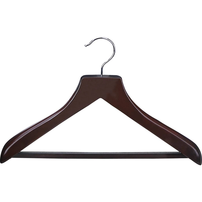 Hotel Guest Room Wooden Female Hanger with Silver Clips