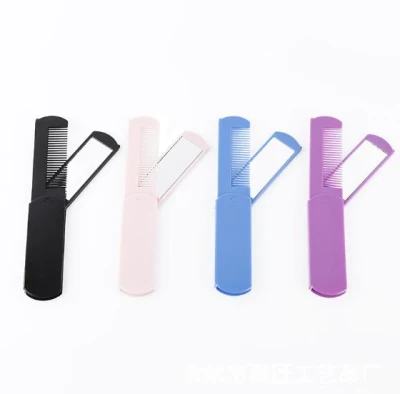 Travel Fold Hotel Use Plastic Hair Comb Disposable Portable Comb for Hotel with Mirror