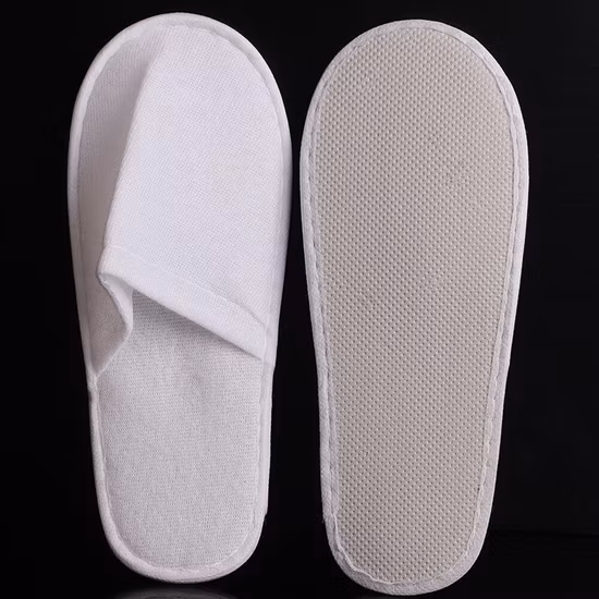 100% Eco Friendly Terry Cotton Adult Open Toe Disposable Hotel Slipper Airline Slipper
